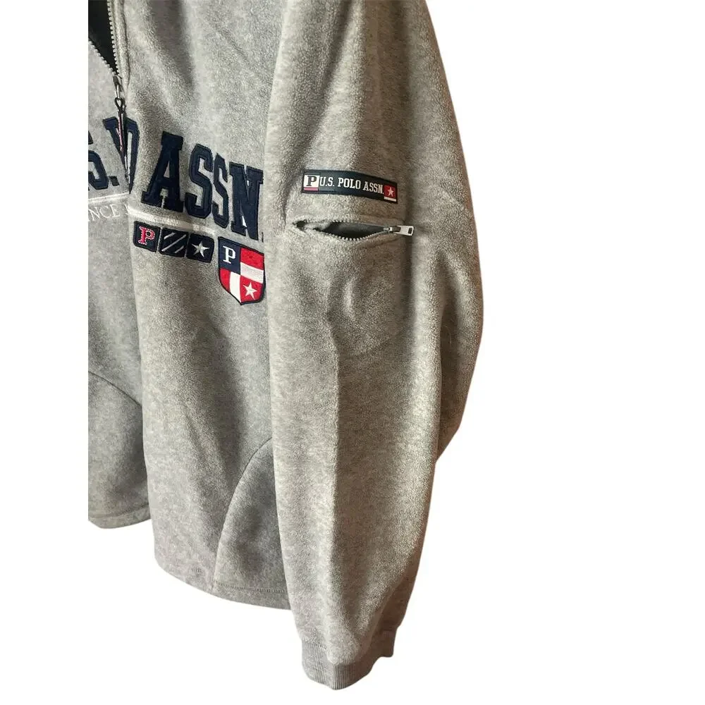 US Polo Assn XL 1/4‎ Zip Gray Fleece Pullover - Picture 7 of 13